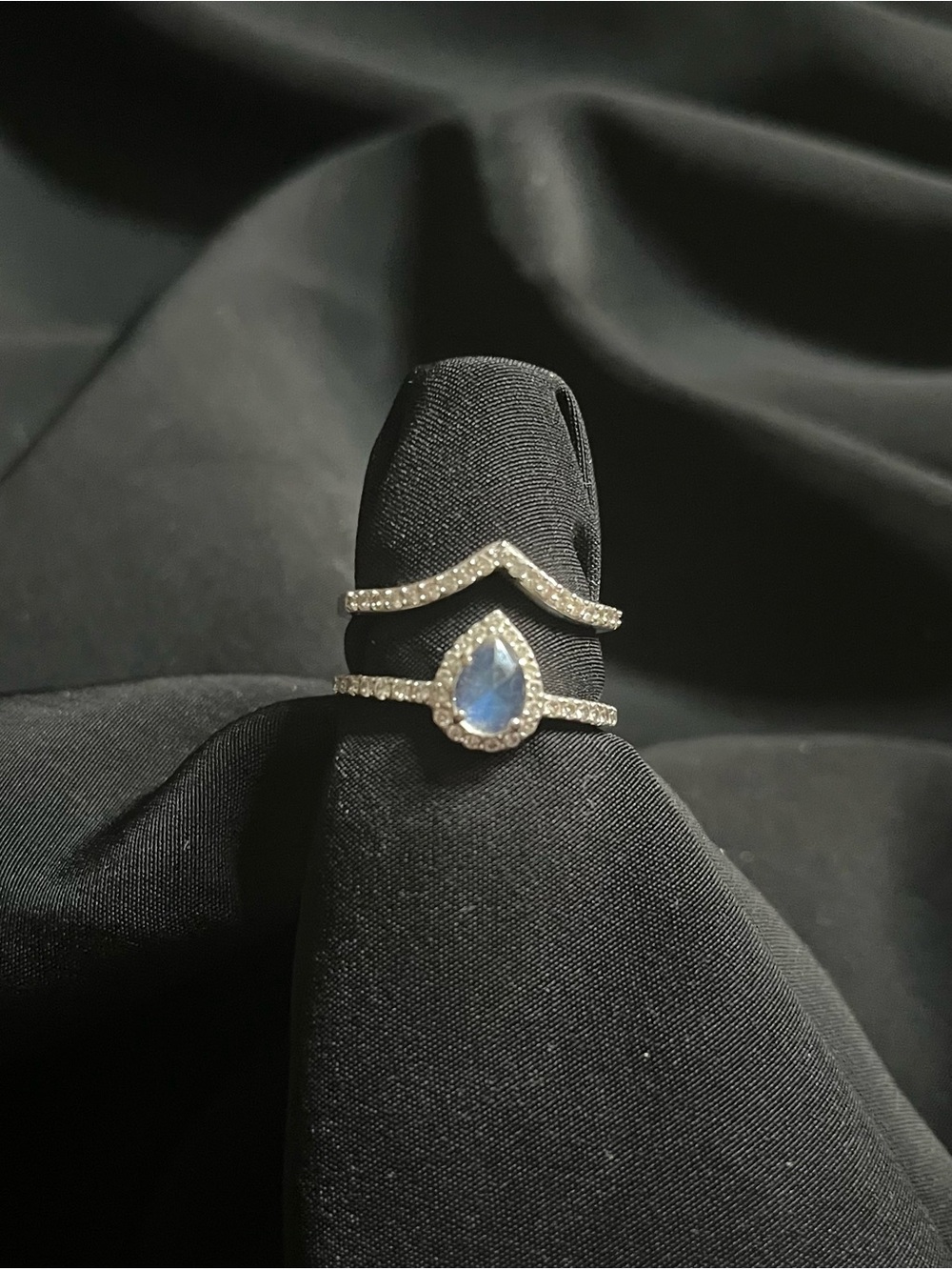 Moon Magic Moonstone & Diamond Ring Set | 14kt White Gold | GIA Certified